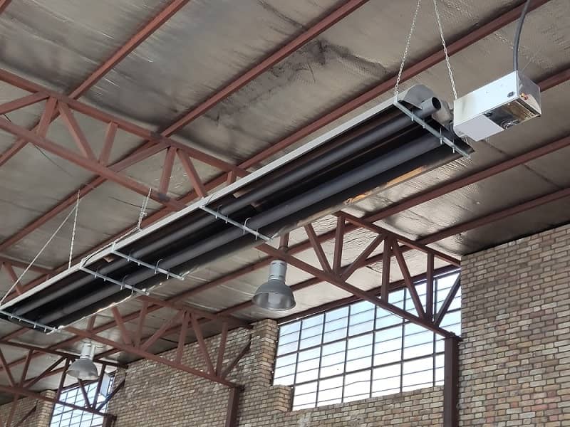 Heating industrial sheds using industrial radiant heater